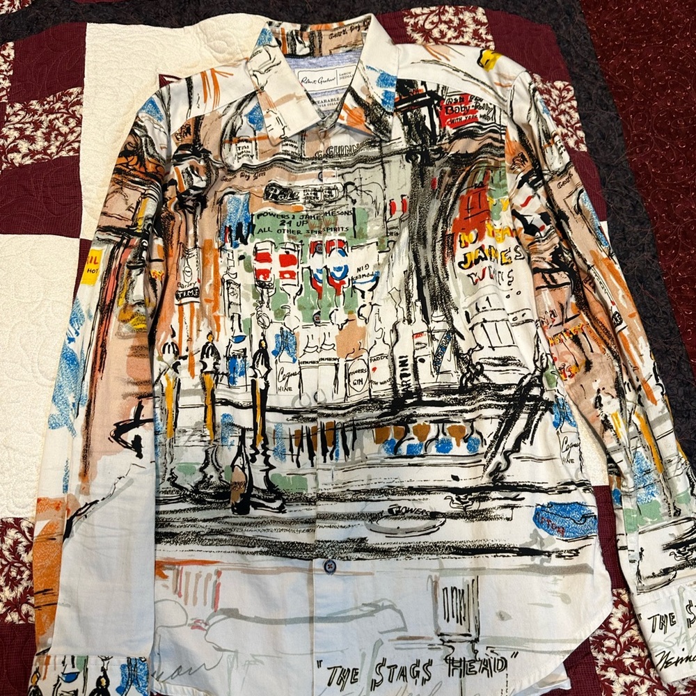 Robert Graham wearable art collection shirt size M